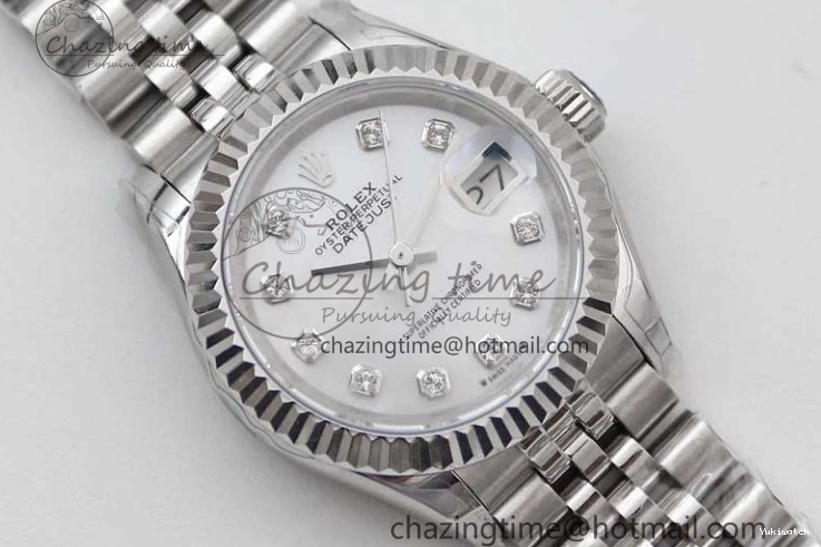 Dial SS 1:1 Diamonds 28 Silver Markers DateJust Bracelet 904L Edition Lady Best on NH05 Steel TWF President 0206